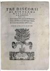 RUSCELLI, GIROLAMO. Tre discorsi di Girolamo Ruscelli à M.Lodovico Dolce.  1553